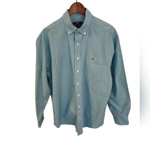 Vineyard Vines Men's Classic Fit Tucker Green Blue Plaid Long Sleeve Shirt SZ L